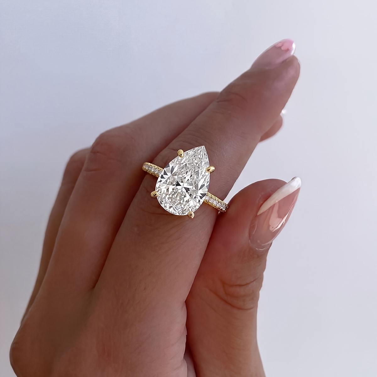 Luxury 4ct Teardrop Ring Promise Wedding Engagement Rings